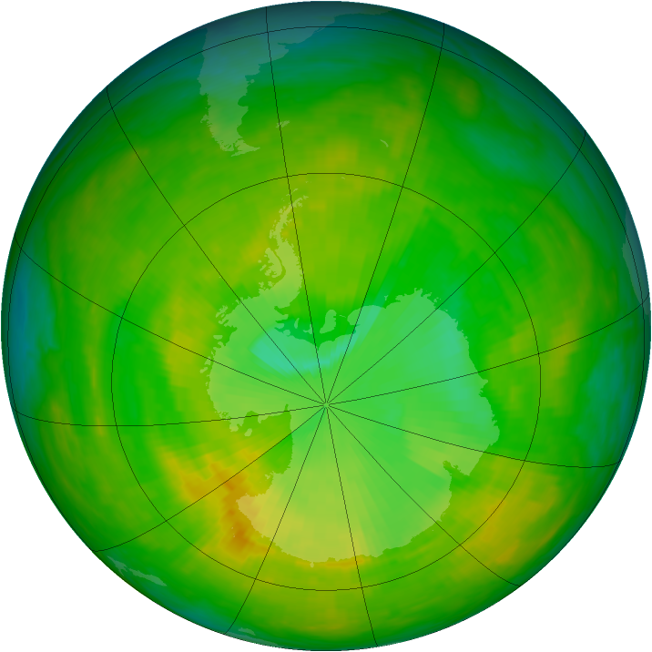Antarctic ozone map for 28 November 1991